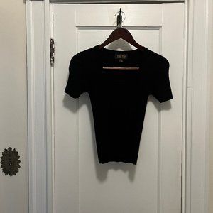 Wide-Ribbed Scoop Neck Short-Sleeve Top